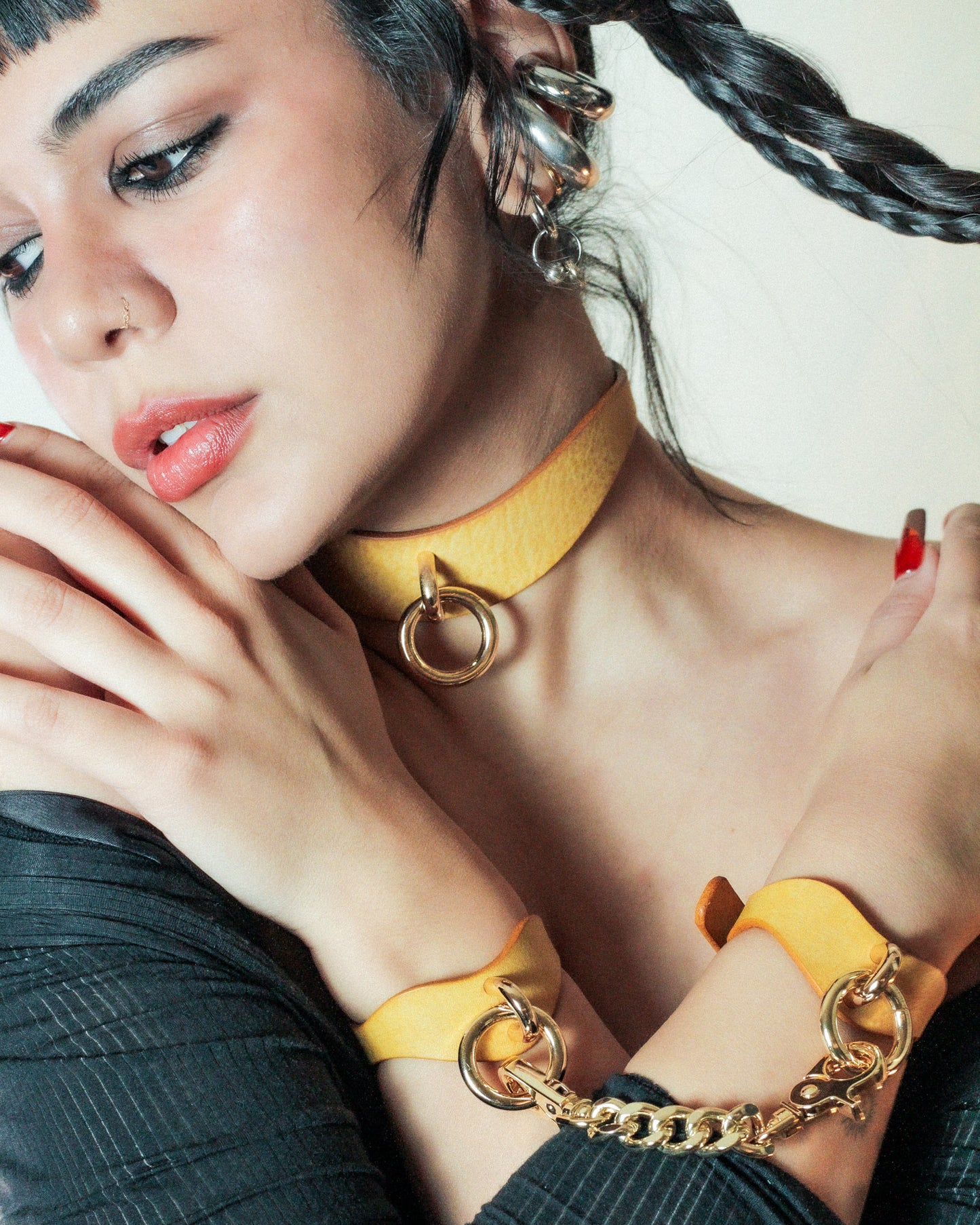 Orbit Day Collar + Cuffs + Leash Set in Golden Hour