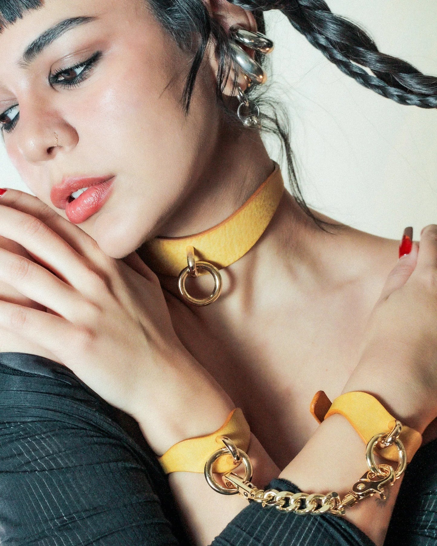 Orbit Day Collar + Cuffs + Leash Set in Golden Hour