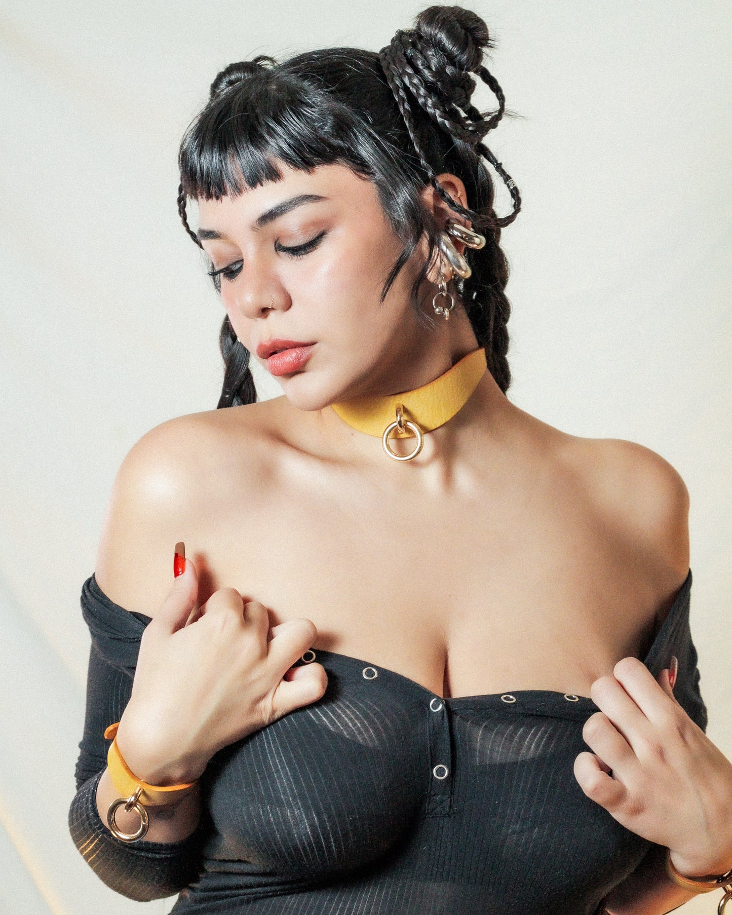 Orbit Day Collar + Cuffs + Leash Set in Golden Hour