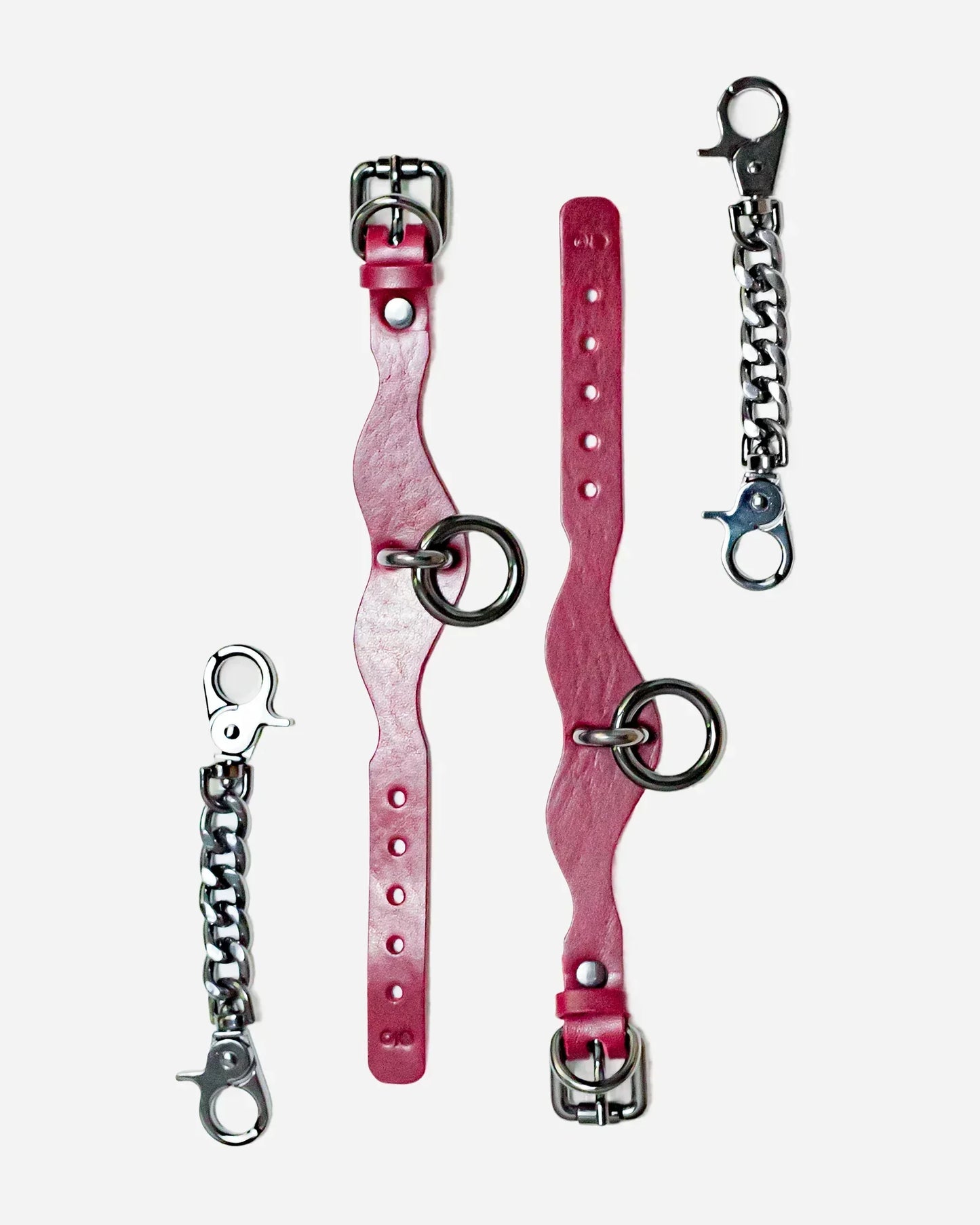 Orbit Day Collar + Cuffs + Leash Set in Bordeaux