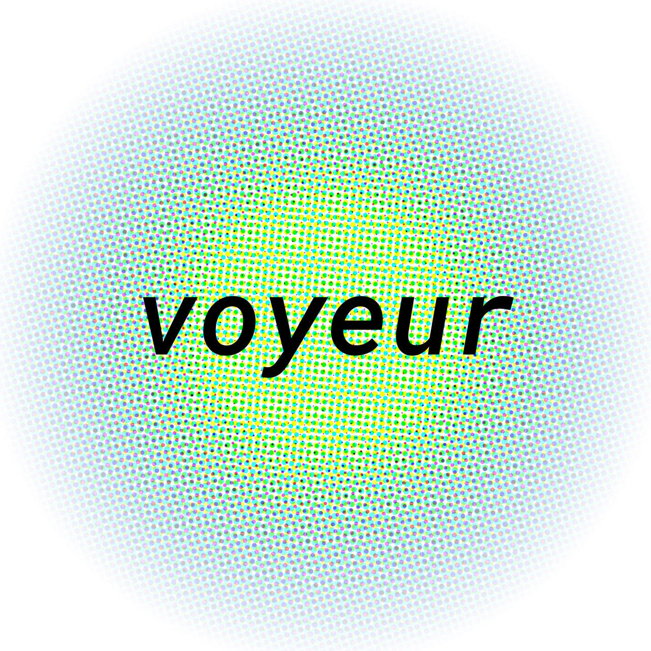 halftone dot pattern design with text voyeur in center for leather collars and leather cuffs glossary