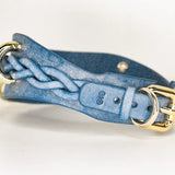 product detail view blue bdsm cowboy core collar with gold hardware