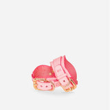 Soft pink leather wrist cuffs with gold hardware, handmade leather day collar style