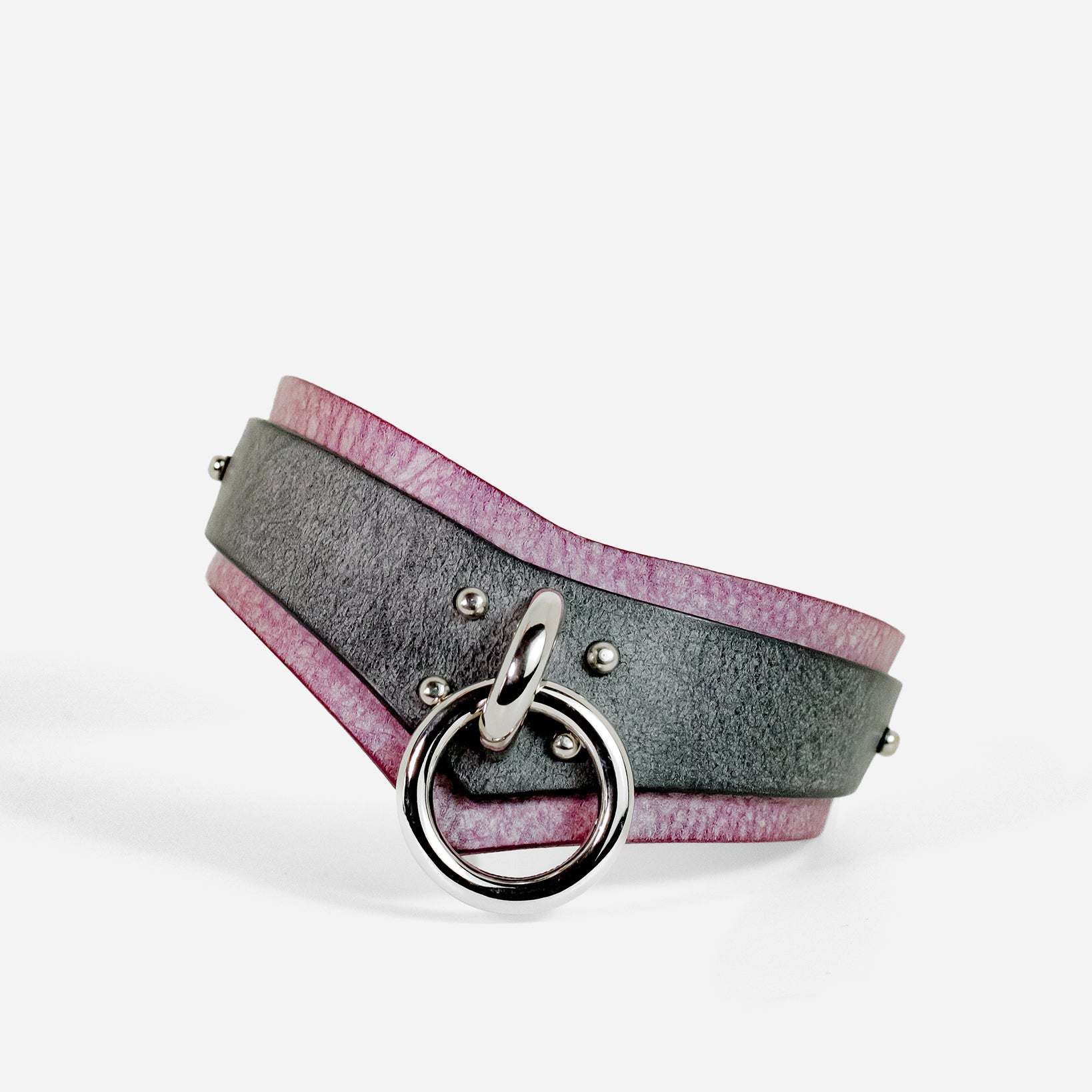 custom purple and ash leather collar