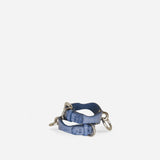 Blue leather wrist cuffs with silver hardware, handcrafted full-grain Italian leather